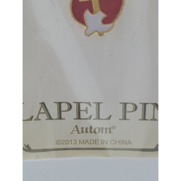 Religious Pin Red Flames Gold Cross White Dove Holy Spirit Auton 2013 Enamal - Picture 4 of 8